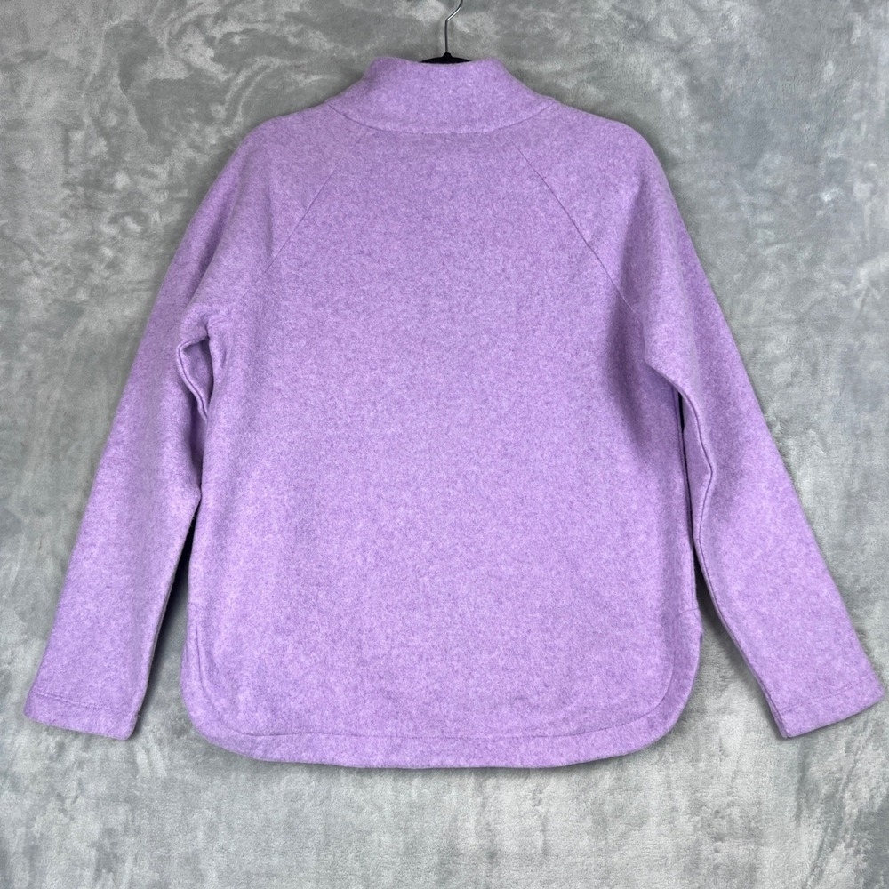 Talbots Women Swesater Lavender Purple Fleece Mock Neck Button Detail Pullover M - Picture 9 of 12